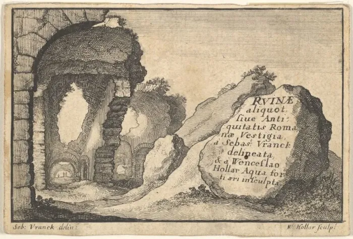 Framed Print : Roman Ruins, second version of title-page, ca. 1650. Creator: Unknown Framed Print : Roman Ruins, second version of title-page, ca. 1650. Creator: Unknown