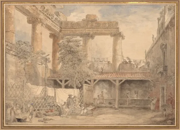 Framed Print : Roman Ruins, Villa Pamfili, 1774. Creator: Hubert Robert (French, 1733-1808)