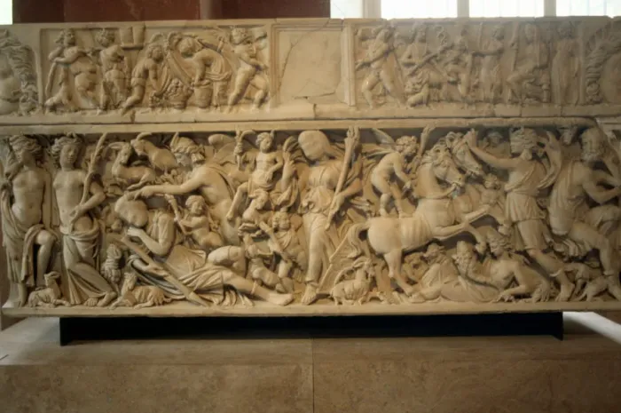 Framed Print : Roman sarcophagus with the legend of Selene and Endymion, 230-235 AD Framed Print : Roman sarcophagus with the legend of Selene and Endymion, 230-235 AD