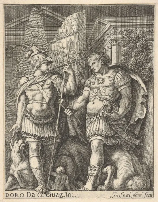 Framed Print : Two Roman Soldiers, 17th century. Creator: Giovanni Francesco Venturini Framed Print : Two Roman Soldiers, 17th century. Creator: Giovanni Francesco Venturini