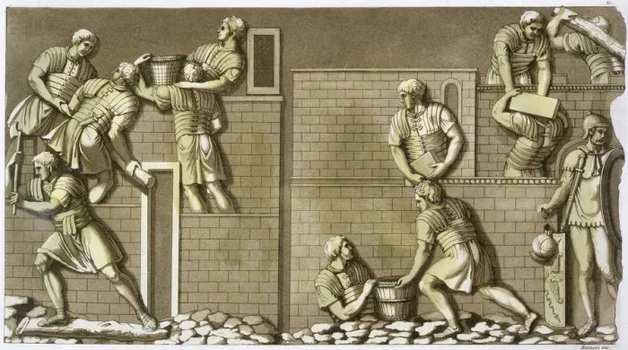 Framed Print : Roman soldiers building a fort, (c1820-1839). Artist: Vittorio Raineri Framed Print : Roman soldiers building a fort, (c1820-1839). Artist: Vittorio Raineri