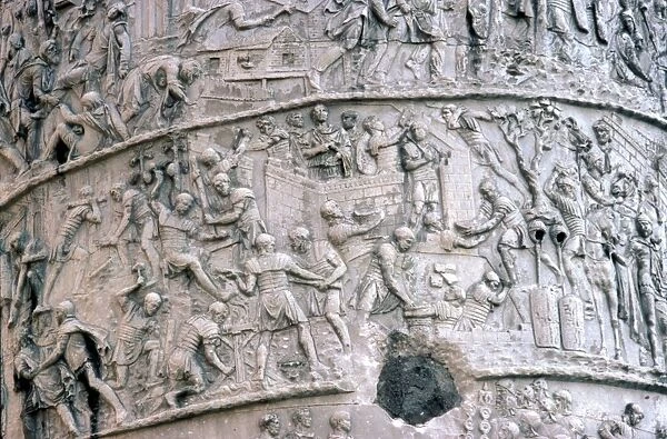 Roman Soldiers building fort in the Dacian Wars, Trajans Column, Rome, c2nd century