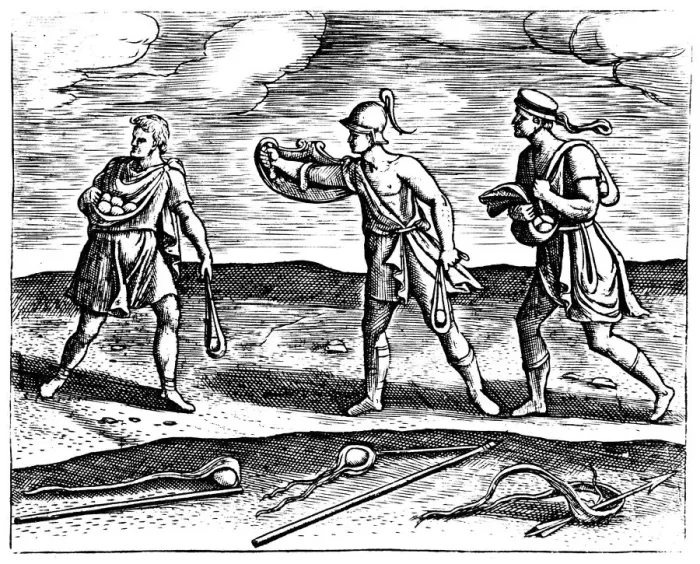 Framed Print : Roman soldiers: stone slingers and their equipment, 1605