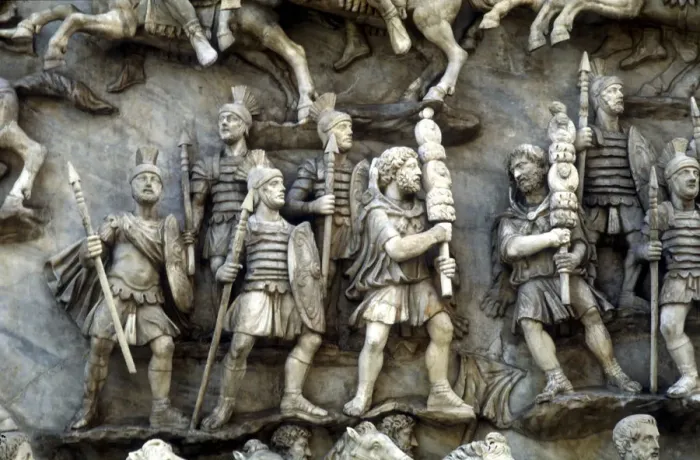 Framed Print : Roman soldiers taking part in decursio, the ritual circling of funeral pyre, c180-196 Framed Print : Roman soldiers taking part in decursio, the ritual circling of funeral pyre, c180-196