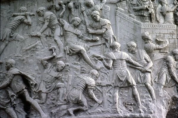 Roman soldiers working on construction, Trajans Column, Rome, c2nd century