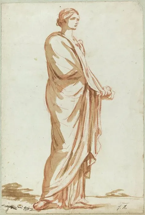 Framed Print : Roman Statue of a Standing Woman. Creator: Jacques-Louis David Framed Print : Roman Statue of a Standing Woman. Creator: Jacques-Louis David