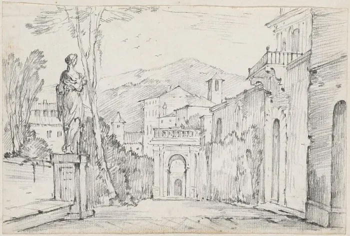 Framed Print : A Roman Street with Monte Cavo in the Distance, 1744 / 1750. Creator: Joseph-Marie Vien the Elder Framed Print : A Roman Street with Monte Cavo in the Distance, 1744 / 1750. Creator: Joseph-Marie Vien the Elder