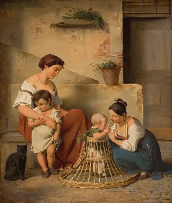Framed Print : A Roman street scene, 1833. Creator: Kuchler, Albert (1803-1886) Framed Print : A Roman street scene, 1833. Creator: Kuchler, Albert (1803-1886)