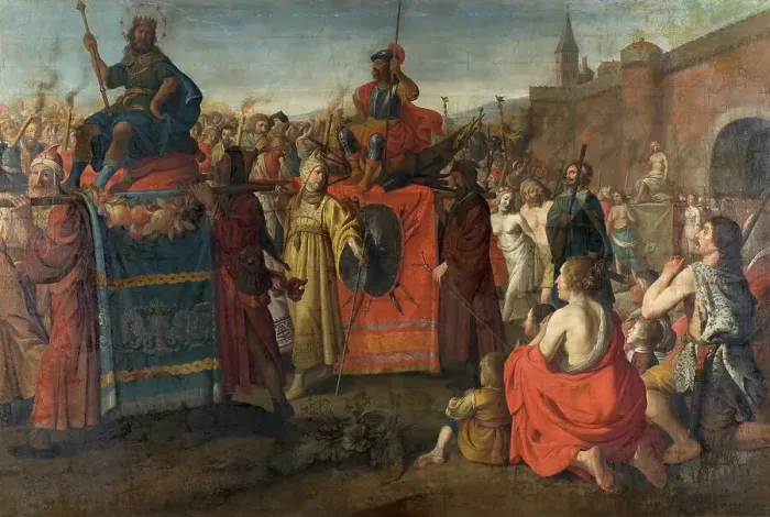 Framed Print : A Roman Triumphal Parade, 1641. Creator: Simon Peter Tilemann Framed Print : A Roman Triumphal Parade, 1641. Creator: Simon Peter Tilemann