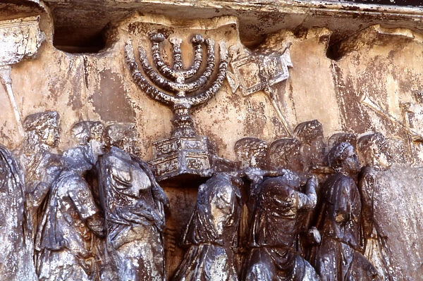 Roman troops carrying away the Menorah from the Temple at Jerusalem, 70