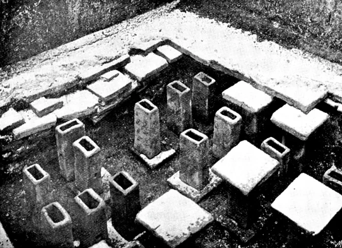 Framed Print : The Roman Villa recently discovered at Darenth, Kent: hypocaust constructed with flue-tiles, 1895. Creator: Ernest Christopher Youens Framed Print : The Roman Villa recently discovered at Darenth, Kent: hypocaust constructed with flue-tiles, 1895. Creator: Ernest Christopher Youens