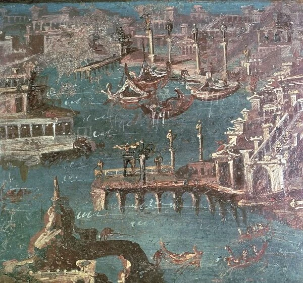 Roman wall painting of a harbour scene
