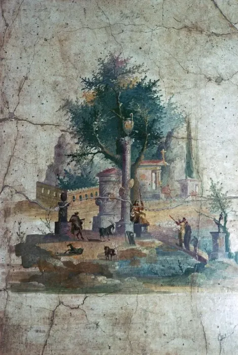 Framed Print : Roman wall-painting of a mythical landscape, c. 1st century Framed Print : Roman wall-painting of a mythical landscape, c. 1st century