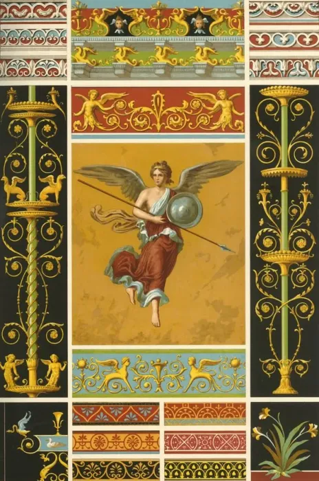 Framed Print : Roman wallpainting and polychrome bas-reliefs, (1898). Creator: Unknown Framed Print : Roman wallpainting and polychrome bas-reliefs, (1898). Creator: Unknown