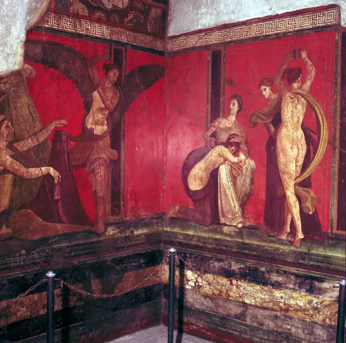 Framed Print : Roman wallpainting from Villa of the Mysteries, Pompeii, Italy, 1st century Framed Print : Roman wallpainting from Villa of the Mysteries, Pompeii, Italy, 1st century