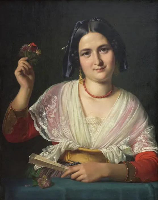 Framed Print : A Roman Woman in Fancy Dress, 1847. Creator: Wilhelm Marstrand Framed Print : A Roman Woman in Fancy Dress, 1847. Creator: Wilhelm Marstrand