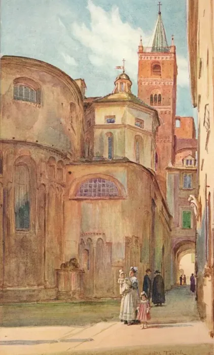 Framed Print : The Romanesque Church at Albenga, c1910, (1912). Artist: Walter Frederick Roofe Tyndale Framed Print : The Romanesque Church at Albenga, c1910, (1912). Artist: Walter Frederick Roofe Tyndale