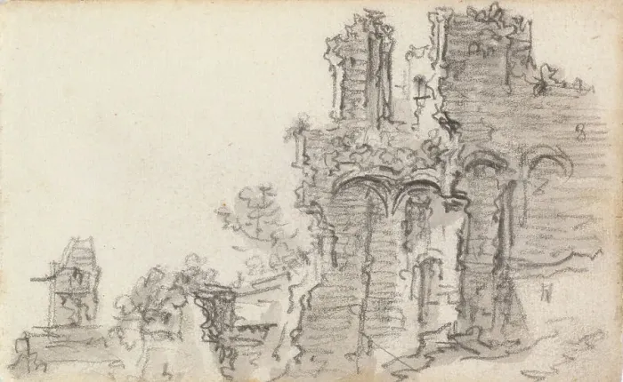 Framed Print : A Romanesque Ruin, 1650-51. Creator: Jan van Goyen Framed Print : A Romanesque Ruin, 1650-51. Creator: Jan van Goyen
