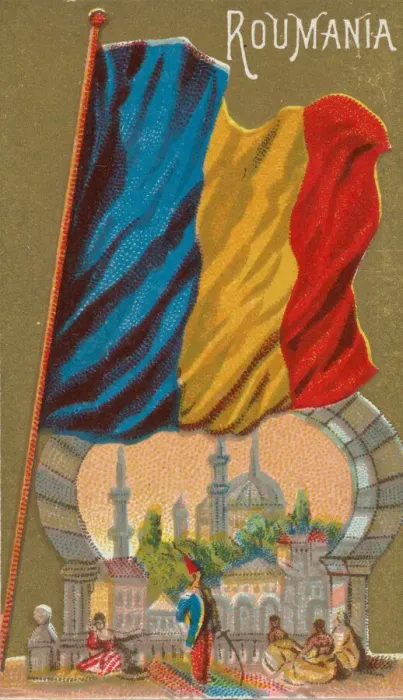 Framed Print : Romania, from Flags of All Nations, Series 1 (N9) for Allen & Framed Print : Romania, from Flags of All Nations, Series 1 (N9) for Allen &