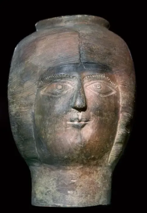 Framed Print : Romano-British pot in the form of a head Framed Print : Romano-British pot in the form of a head