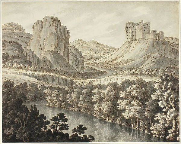 A Romantic Landscape with a Ruined Castle, 1778-87. Creator: Robert Adam