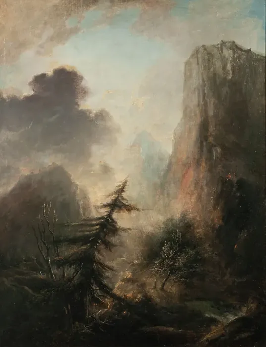 Framed Print : Romantic Landscape with Spruce, from 1768 until 1780. Creator: Elias Martin