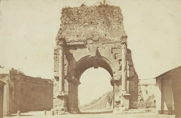 Framed Print : Rome - the arch under which the ancient Appian Way (Via Appia) began, between 1870-1880. Creator: Unknown Framed Print : Rome - the arch under which the ancient Appian Way (Via Appia) began, between 1870-1880. Creator: Unknown