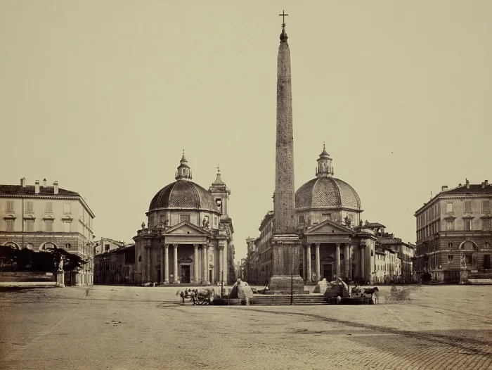 Framed Print : Rome, Piazza del Popolo, between 1850 and 1870. Creator: Robert MacPherson Framed Print : Rome, Piazza del Popolo, between 1850 and 1870. Creator: Robert MacPherson