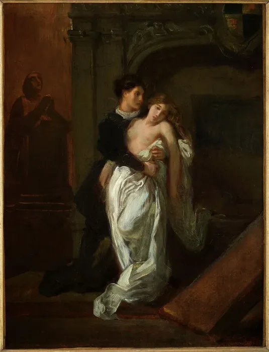 Framed Print : Romeo and Juliet in front of the Capulet tomb, c. 1850. Creator: Delacroix, Eugène (1798-1863) Framed Print : Romeo and Juliet in front of the Capulet tomb, c. 1850. Creator: Delacroix, Eugène (1798-1863)