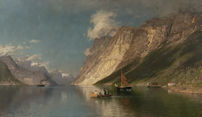 Framed Print : The Romsdal Fiord, 1877. Creator: Adelsteen Normann Framed Print : The Romsdal Fiord, 1877. Creator: Adelsteen Normann