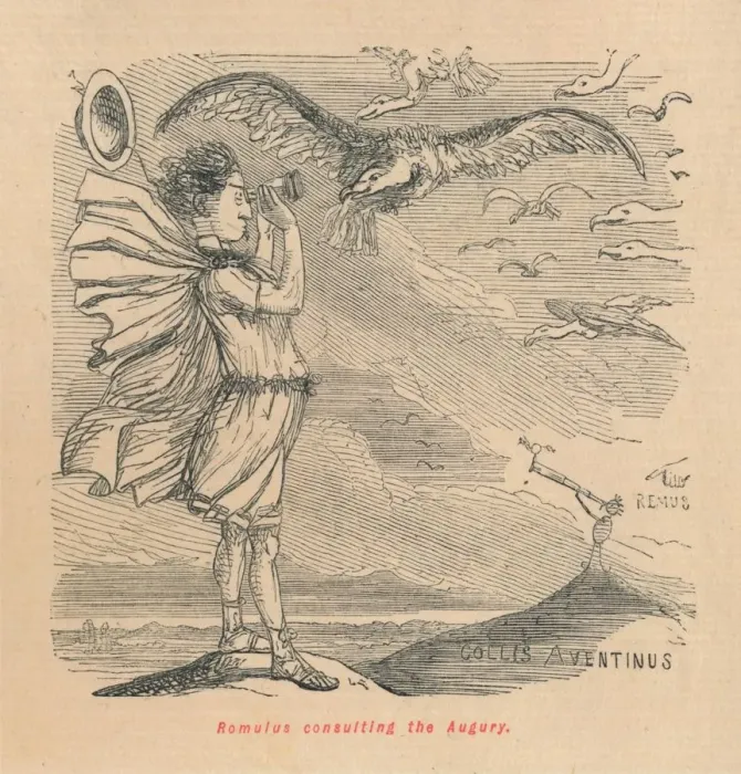 Framed Print : Romulus consulting the Augury, 1852. Artist: John Leech Framed Print : Romulus consulting the Augury, 1852. Artist: John Leech