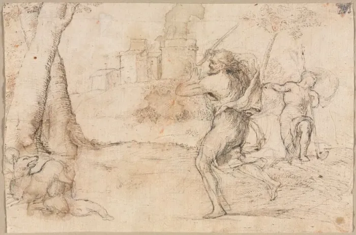 Framed Print : Romulus and Remus Found by Faustulus, c. 1535. Creator: Romanino (Italian, 1484 / 87-1562) Framed Print : Romulus and Remus Found by Faustulus, c. 1535. Creator: Romanino (Italian, 1484 / 87-1562)