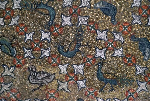 Roof mosaic of peacocks and other birds, 6th century