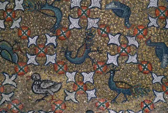 Framed Print : Roof mosaic of peacocks and other birds, 6th century Framed Print : Roof mosaic of peacocks and other birds, 6th century