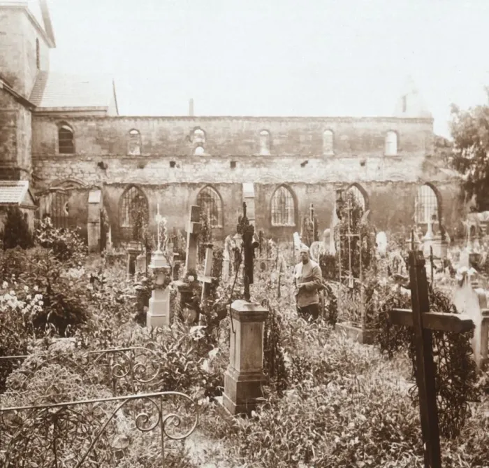 Framed Print : Roofless church, Marne, northern France, c1914-c1918 Framed Print : Roofless church, Marne, northern France, c1914-c1918