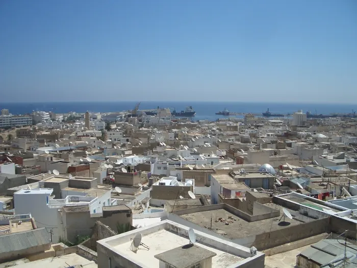 Framed Print : Rooftop view and Mediterranean, Sousse, Tunisia, 2009. Creator: Amanda Waite Framed Print : Rooftop view and Mediterranean, Sousse, Tunisia, 2009. Creator: Amanda Waite