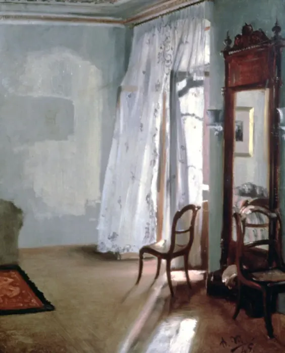 Framed Print : Room with Balcony, 1845. Artist: Adolph Menzel Framed Print : Room with Balcony, 1845. Artist: Adolph Menzel