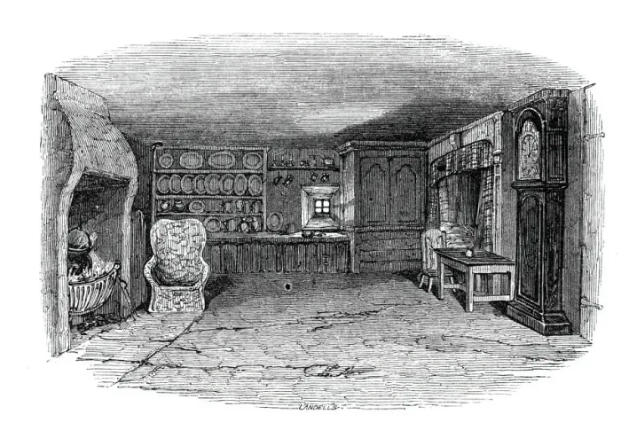 Framed Print : The room in which Burns was born, 1844. Creator: Unknown Framed Print : The room in which Burns was born, 1844. Creator: Unknown