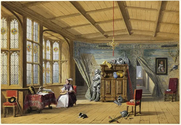 Framed Print : Room Leading to the Chapel, Knowle, Kent, 1869. Creator: Joseph Nash Framed Print : Room Leading to the Chapel, Knowle, Kent, 1869. Creator: Joseph Nash