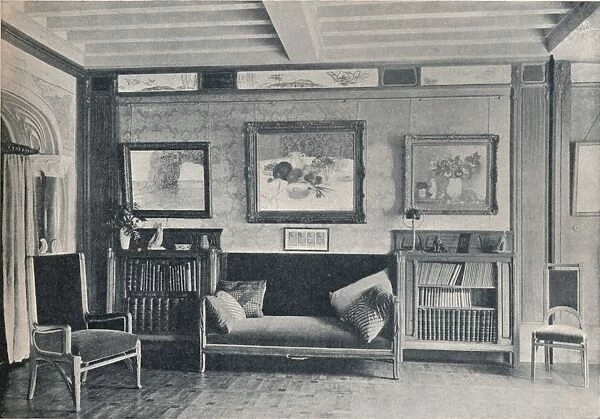 A room in the Paris residence of monsieur G. Roucher, with furniture by Maurice Dufrene, c1909
