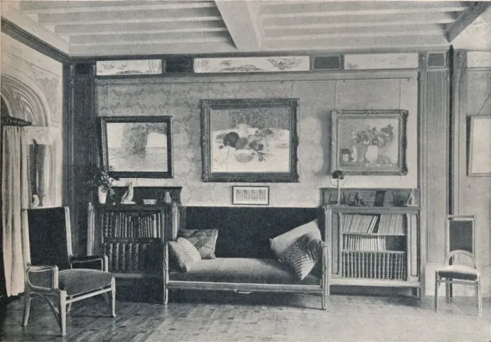 Framed Print : A room in the Paris residence of monsieur G. Roucher, with furniture by Maurice Dufrene, c1909 Framed Print : A room in the Paris residence of monsieur G. Roucher, with furniture by Maurice Dufrene, c1909