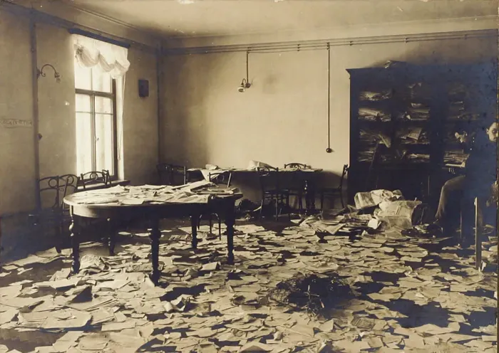 Framed Print : A room after a search, Russia, early 20th century(?) Framed Print : A room after a search, Russia, early 20th century(?)