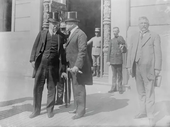Framed Print : Roosevelt & Minister Morgan, Rio Janeiro, 1913. Creator: Bain News Service Framed Print : Roosevelt & Minister Morgan, Rio Janeiro, 1913. Creator: Bain News Service