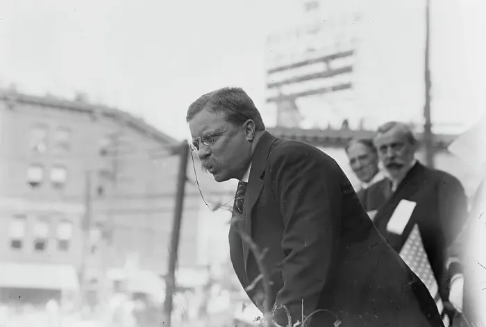 Framed Print : Roosevelt speaking outside, Yonkers, NY, 1910. Creator: Bain News Service Framed Print : Roosevelt speaking outside, Yonkers, NY, 1910. Creator: Bain News Service
