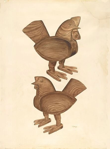 Rooster and Hen, 1935  /  1942. Creator: Al Curry