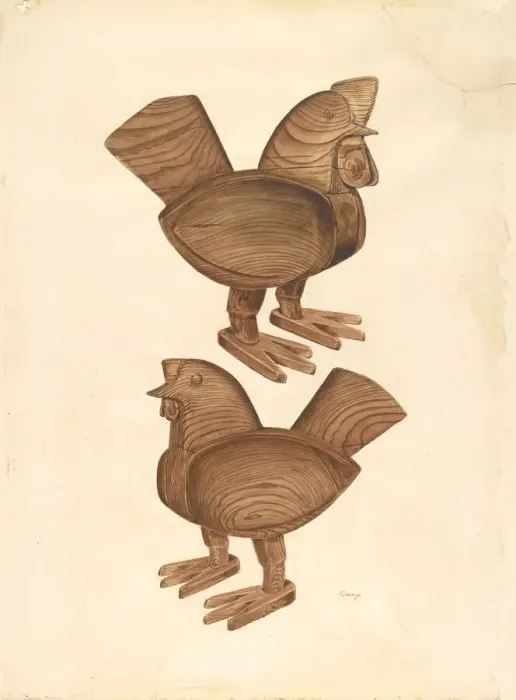 Framed Print : Rooster and Hen, 1935 / 1942. Creator: Al Curry Framed Print : Rooster and Hen, 1935 / 1942. Creator: Al Curry