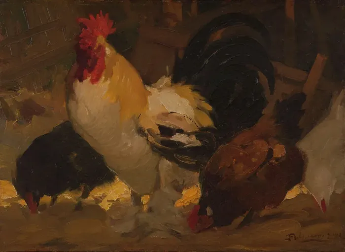 Framed Print : Rooster and hens, 1912. Creator: Henri Deluermoz Framed Print : Rooster and hens, 1912. Creator: Henri Deluermoz