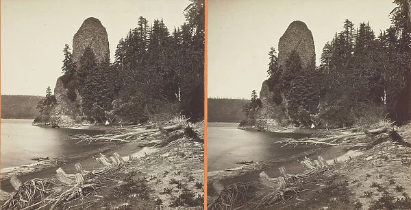 Rooster Rock, Columbia River, 1867. Creator: Carleton Emmons Watkins
