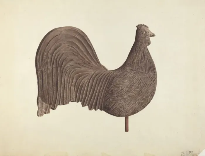 Framed Print : Rooster Weather Vane, probably 1940. Creator: Michael Riccitelli Framed Print : Rooster Weather Vane, probably 1940. Creator: Michael Riccitelli