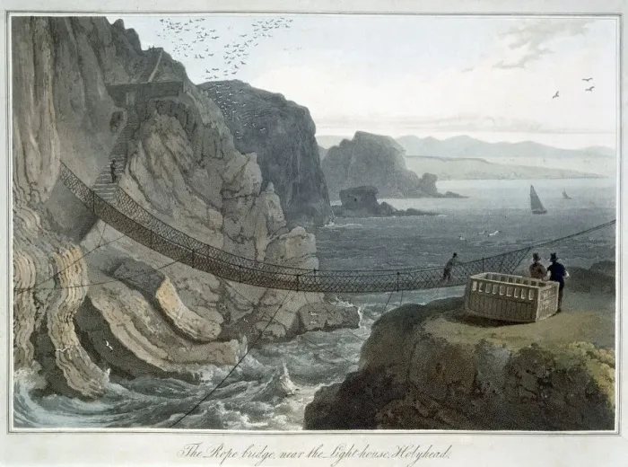 Framed Print : The Rope Bridge near the Lighthouse, Holyhead, Anglesey, Wales, 1829. Artist Framed Print : The Rope Bridge near the Lighthouse, Holyhead, Anglesey, Wales, 1829. Artist